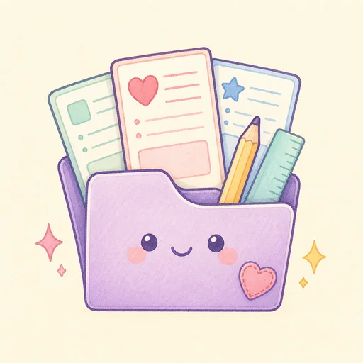Icono kawaii de recursos educativos